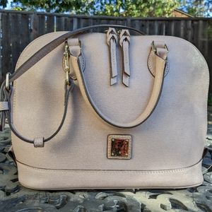 Dooney bourke saffiano leather purse zip zip satchel oyster nude neutral mauve